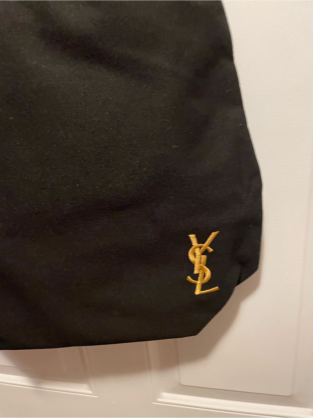 YSL design Black Canvas Tote Bag with Gold embroidered Logo - Picture 2 of 7